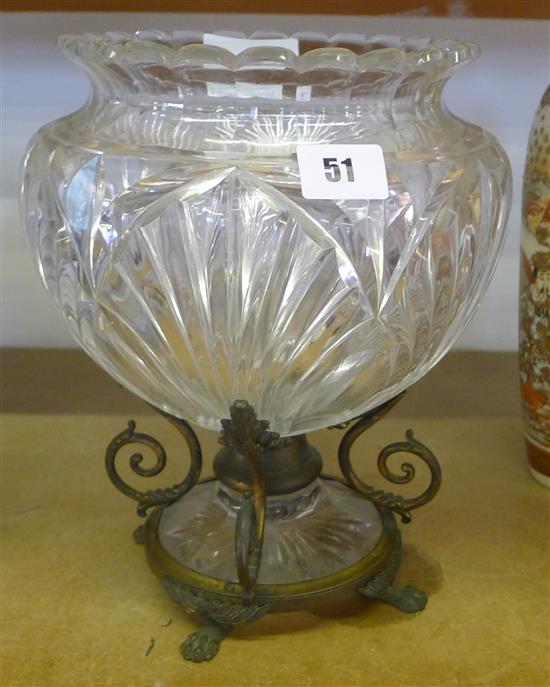 Cut glass bowl with ormolu base